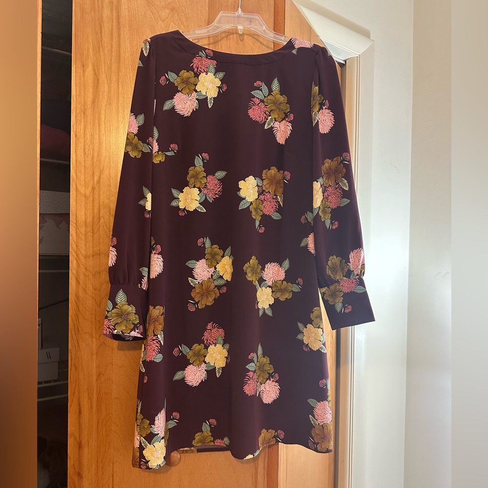 Beautiful Floral Maroon LOFT Dress
